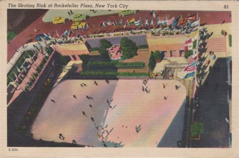 C1940s Birds Eye View Skating Rink Rockefeller Center New York City