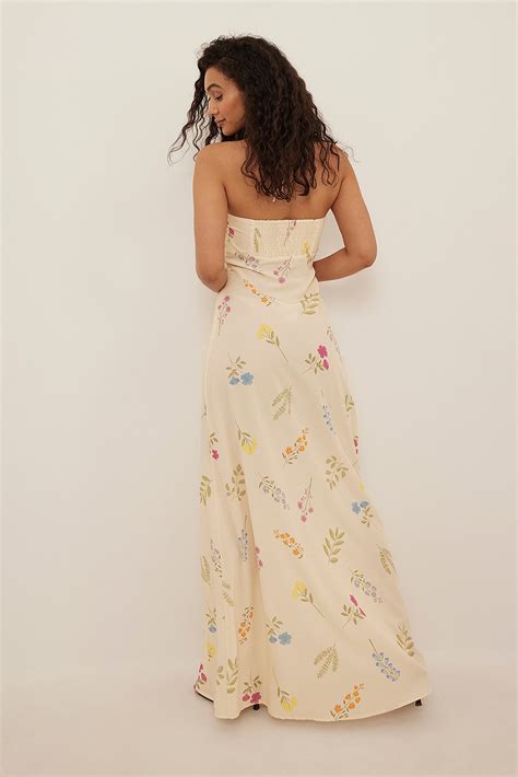 Knot Detailed Maxi Dress Flower Na