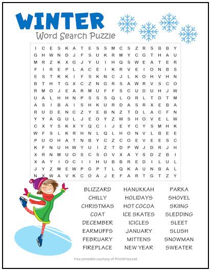 Free Printable Winter Word Search Puzzle Word Search Games Word Search