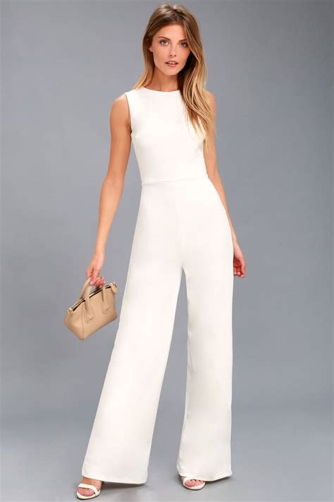 Refine And Poise White Backless Wide Leg Jumpsuit Jumpsuit Fashion