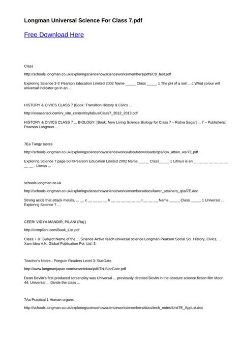 PDF Longman Universal Science For Class 7 PDF FileLongman Universal