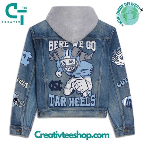 North Carolina Tar Heels Go Hells Hooded Denim Jacket Creativteeshop