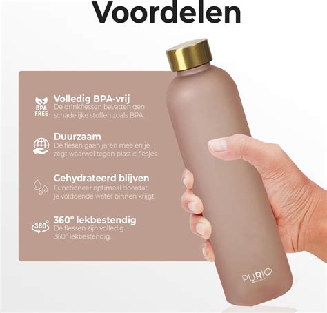 Innovaland Luxe Waterfles Zwart Motivatiefles Liter Drinkfles