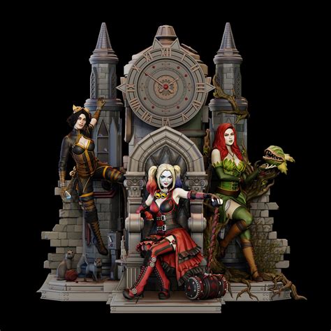 Steampunk Harley Quinn Poison Ivy Catwoman Diorama D Model By Dawnhurt