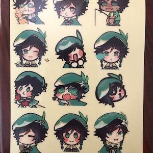 Hikari Genshin Impact Chibi Stickers Fullsheet Venti Baal Lumine