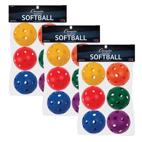 Teachersparadise Champion Sports Plastic Softballs 6 Per Set 3 Sets