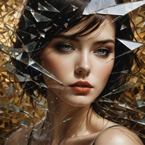 Premium Ai Image Portrait Of A Beautiful Girl With Shards Of Glass On