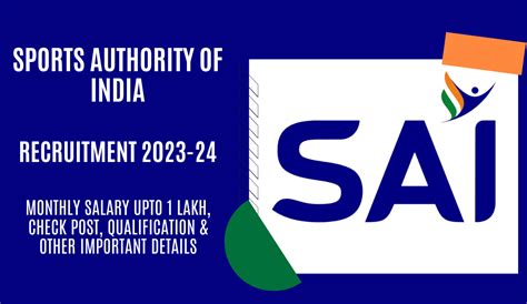 Sai Recruitment 2023 24 Monthly Salary Upto 1 Lakh Check Post