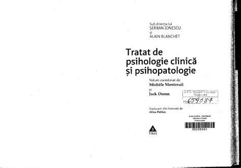 PDF Tratat De Psihologie Clinica Si Psihopatologie Montreuil Si