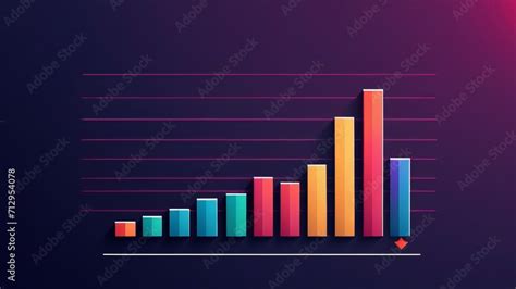 Colorful Bar Graph Illustration On Dark Gradient Background With Red Reference Lines Stock