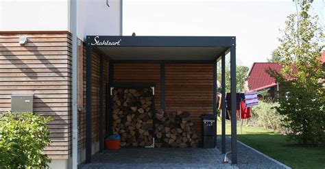 Einzelcarport Aus Metall Holz Mit Abstellraum In Mainz Stahlzart