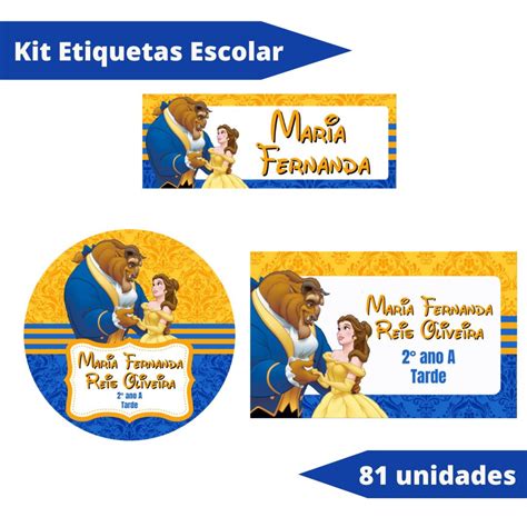 Kit M Etiqueta Escolar Bela E A Fera Unidades No Elo Uai