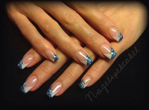 French Blau Wei Blaue N Gel Nagelideen Fingern Gel