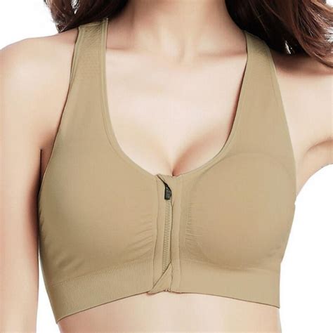 Women S Front Zipper Sports Bra Breathable Push Up Bra Fitness Gym Yoga