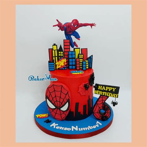 Spiderman Cake Spider Man Cake Spider Man Theme Cake Customize Fondant Cake Food And Drinks