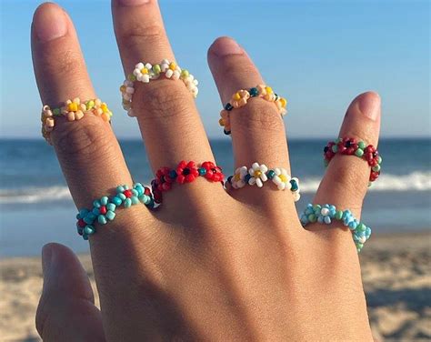 Custom Bead Ring Single Seed Bead Ring Seed Bead Ring Dainty Ring Stackable Ring Colorful