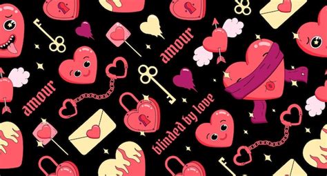 Premium Vector Valentines Day Seamless Pattern With Heart Characters