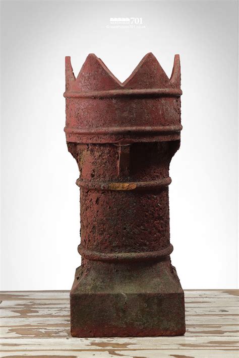 Red Painted Bishop Style Clay Chimney Pot