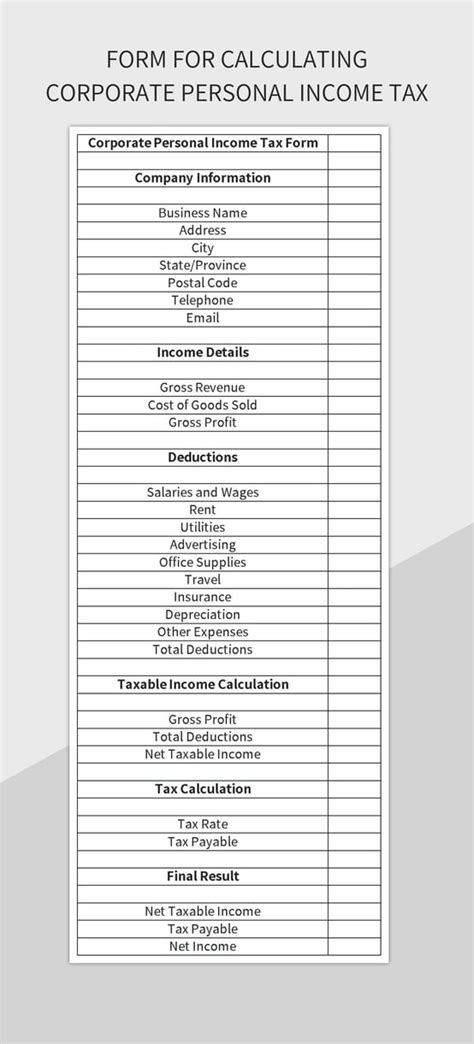 personal income tax return form templates  google sheets