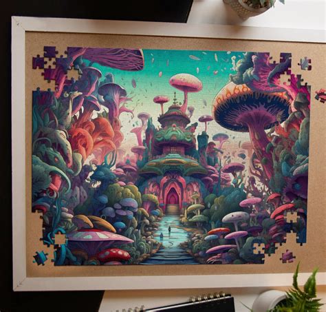 Mushroom Forrest Jigsaw Puzzles For Adults Trippy Puzzle Unique Shroom