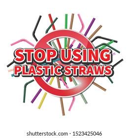 Stop Using Plastic Straws Stop Plastic Stock Vector Royalty Free