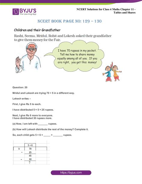 Ncert Solutions Class 4 Maths Chapter 11 Tables And Shares Get Free Pdfs