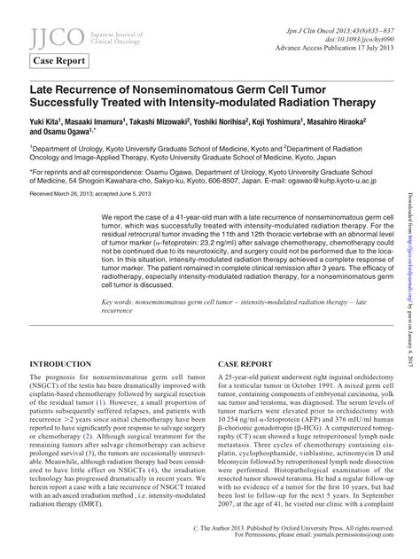 (PDF) Late Recurrence of Nonseminomatous Germ Cell Tumor Successfully ...