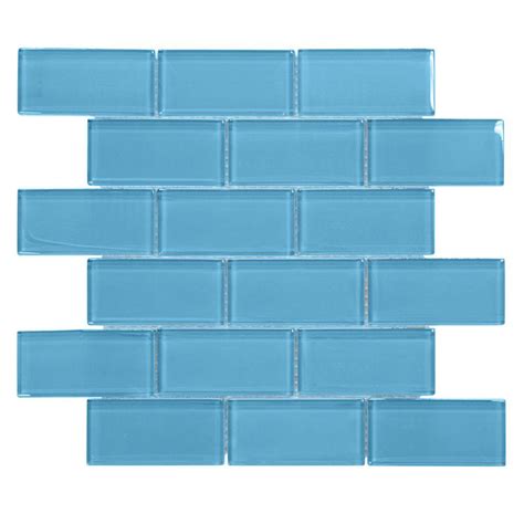 Jeffrey Court Brick In Blues In X In X Mm Glass Mosaic Wall