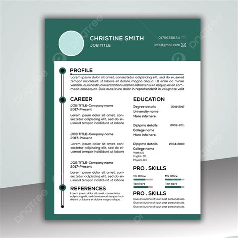 Green Cv Resume Template Minimalist Vector Template Download On Pngtree