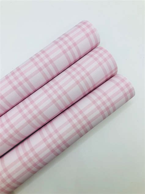 Pink Plaid Tartan Criss Cross Printed Canvas Sheet Fabric Bow Making