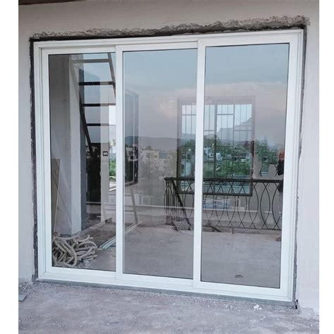 Mm Pristine White Domal Aluminium Sliding Door Exterior At Sq