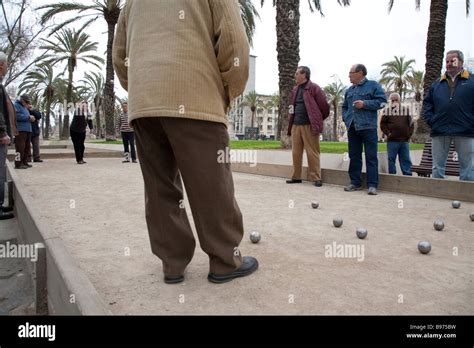 Petanque Game At Arc De Triomf Barcelona Spain Stock Photo Alamy