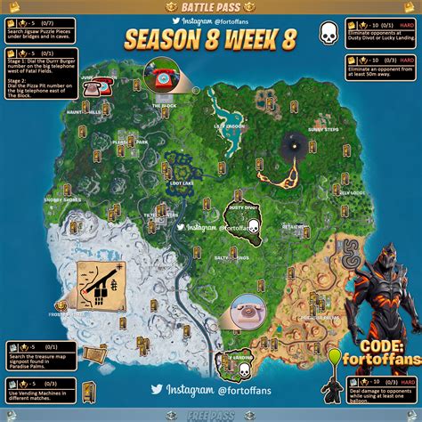 Fortnites Cheat Sheet For Season 8s Week 8 Make Sure To Share This