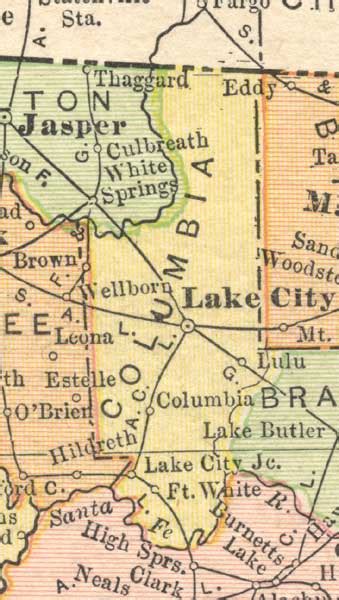 Map Of Columbia County Florida 1910