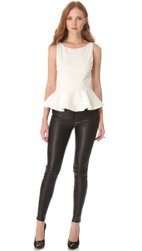 Lyst Alice Olivia Sleeveless Peplum Top In Natural