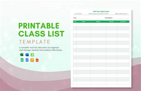 Class List Templates Free Printable Seasonal Class List Template Word ...