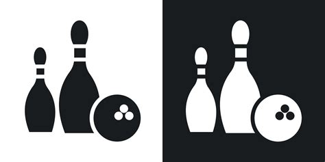 Bowling Icon Set In Solid Black And White Color 47858786 Vector Art At