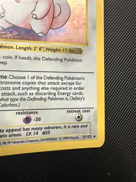 Pok Mon Tcg Clefairy Base Set Holo Shadowless Holo Rare Hp Ebay