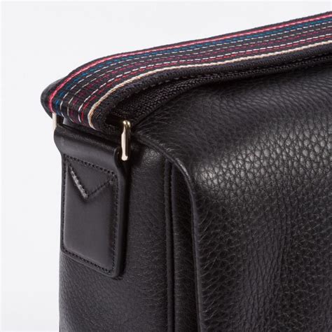 Paul Smith Men S Black Leather City Webbing Messenger Bag In Black