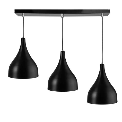 Lustre Pendente Gota Triplo Base Retangular Preto