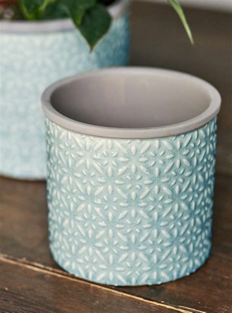 Turquoise Burgon Ball Tuscany Glazed Plant Pot Small WoolOvers UK