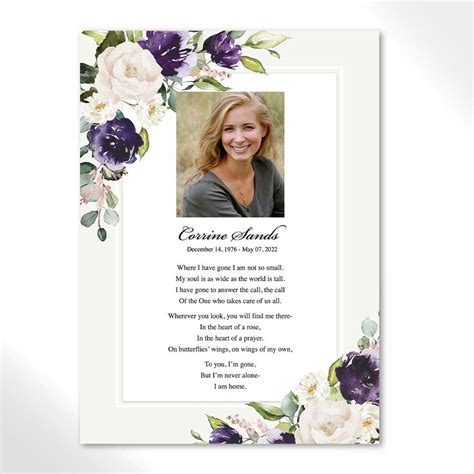 Personalized Funeral Memorial Cards