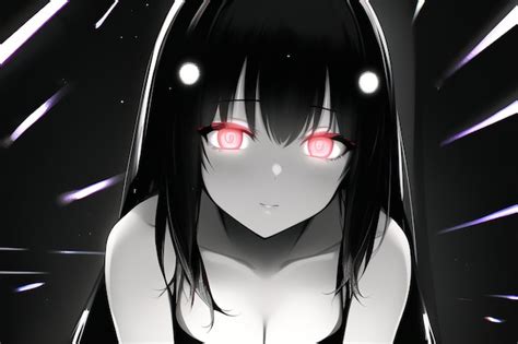 Premium AI Image | Anime girl with red eyes looking at the camera