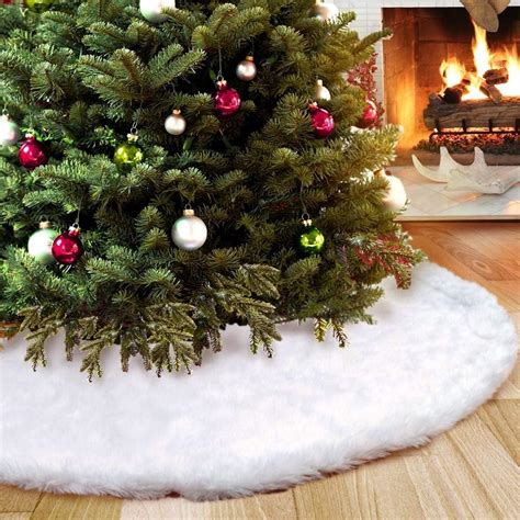 Tapis cache pied de sapin de Noël Amajoy en toile de jute avec flocons