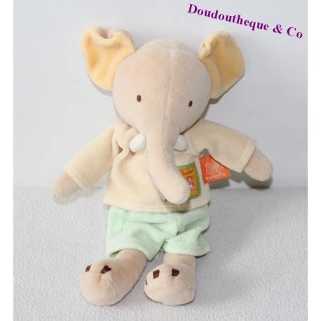 Doudou Elephant Moulin Roty Les Loustics Short Green Cm Sos Do