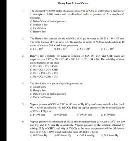 Henry S Law Constants For Aqueous Solution Of Co O2 Co2 And C2 H2 Gase