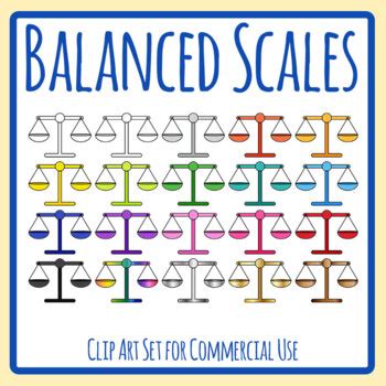 Colorful Balance Scales - Compare / Equality / Same Clip Art / Clipart Set