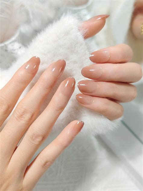 Elevate Your Style With 24pcs Short Oval Nude Ombre Fake Nail 1pc