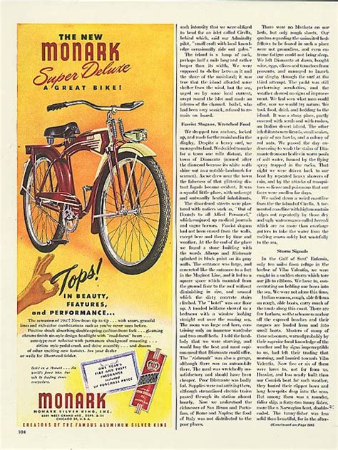 Tops In Beauty Monark Super Deluxe Bicycle Ad 1947