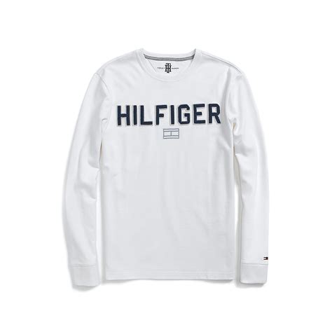 Tommy Hilfiger Long Sleeve Graphic Jersey Tee In White For Men Classic White Lyst